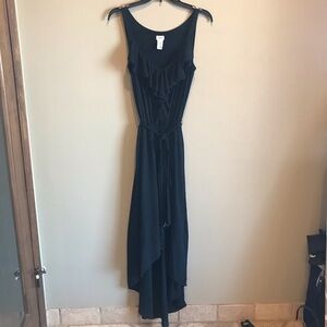 VINTAGE Cache Black Ruffled Maxi Dress XS